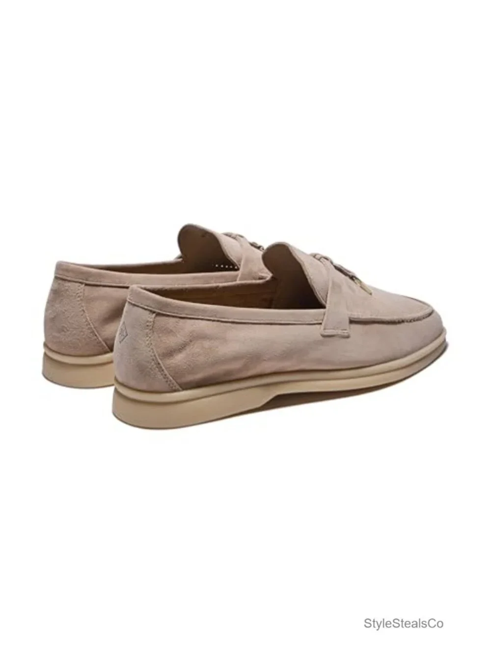 Genuine Suede Leather Loafers with Charm Accents - Women's